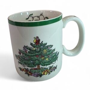 Vintage Spode Christmas Tree Green and White Mug EUC